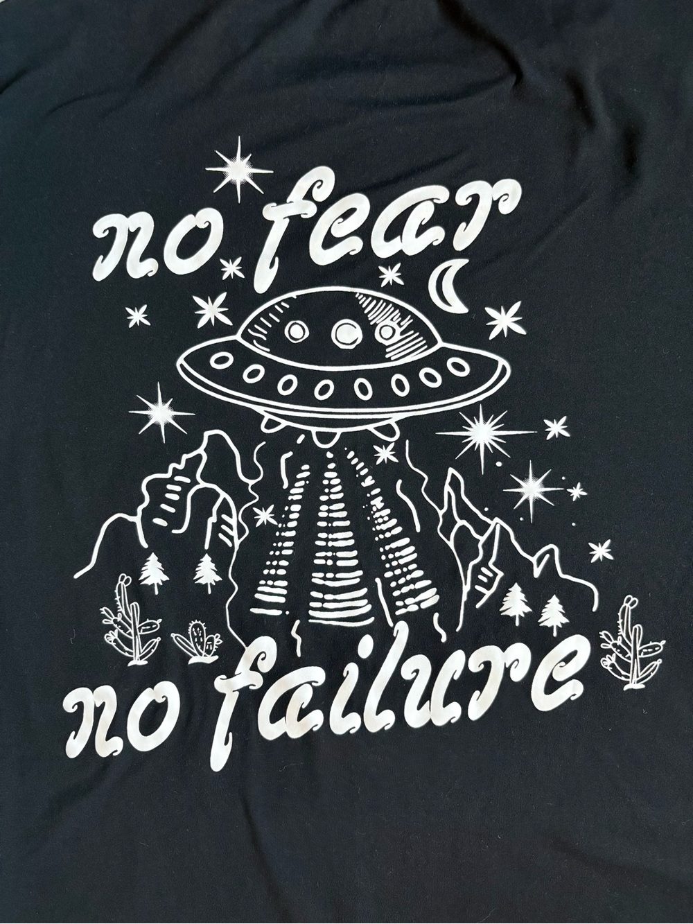 ‘No Fear No Failure' Ufo Design Graphic Tee Black View 3